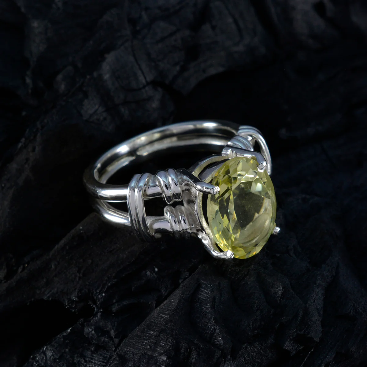 Citrine Solitaire Mexican Sterling Silver Yellow Gemstone Eye-catching Rope-Wire Ring Jewelry - Image 5