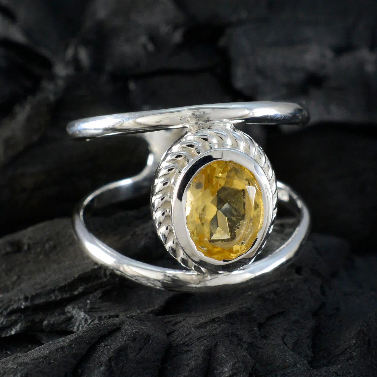 Citrine Solitaire Moroccan 92.5 Silver Yellow Gemstones Tiny Traditional Ring Jewellery - Image 4