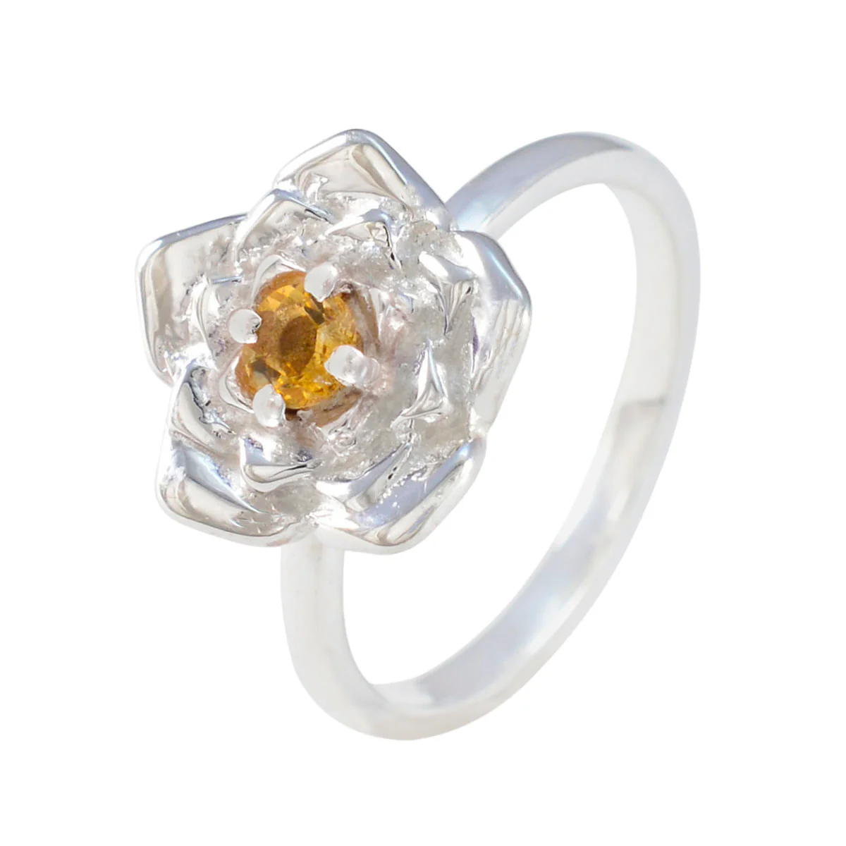 Citrine Solitaire Moroccan 925 Sterling Silver Yellow Gems Tiny Floral Ring Jewellery - Image 2