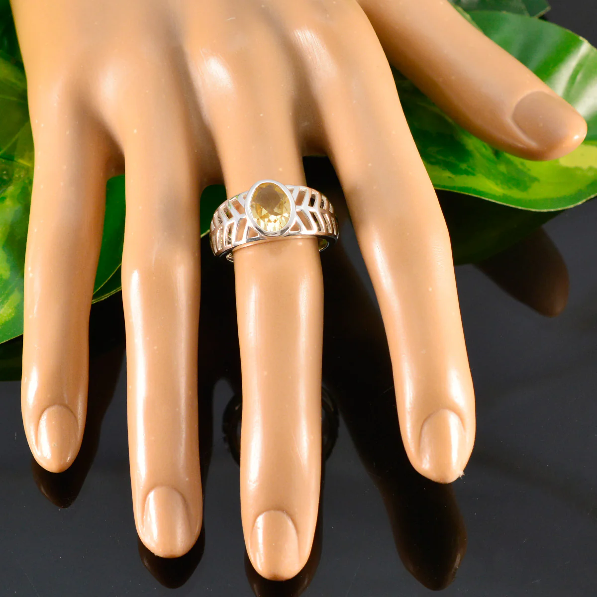 Citrine Solitaire Moroccan 925 Sterling Silver Yellow Gemstones Minimal Art Deco Ring Jewellery - Image 5