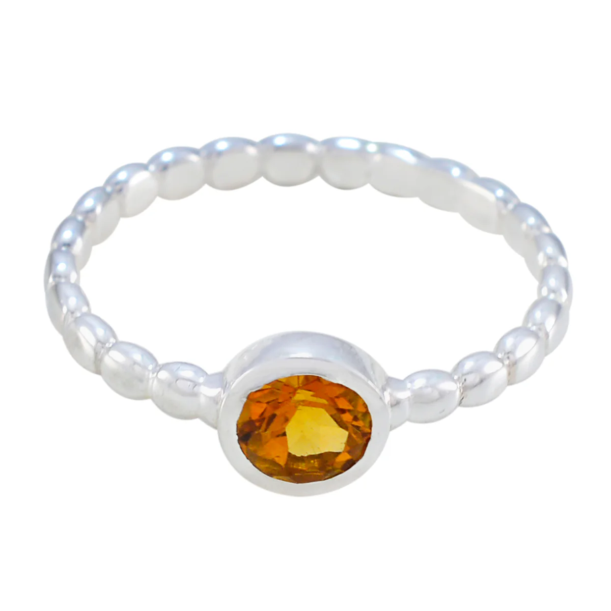 Citrine Solitaire Moroccan 925 Sterling Silver Yellow Gemstones Slim Feminine Ring Jewelry