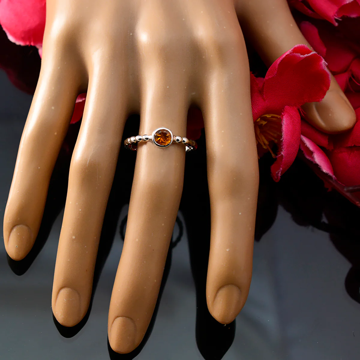 Citrine Solitaire Moroccan 925 Sterling Silver Yellow Gemstones Slim Feminine Ring Jewelry - Image 5