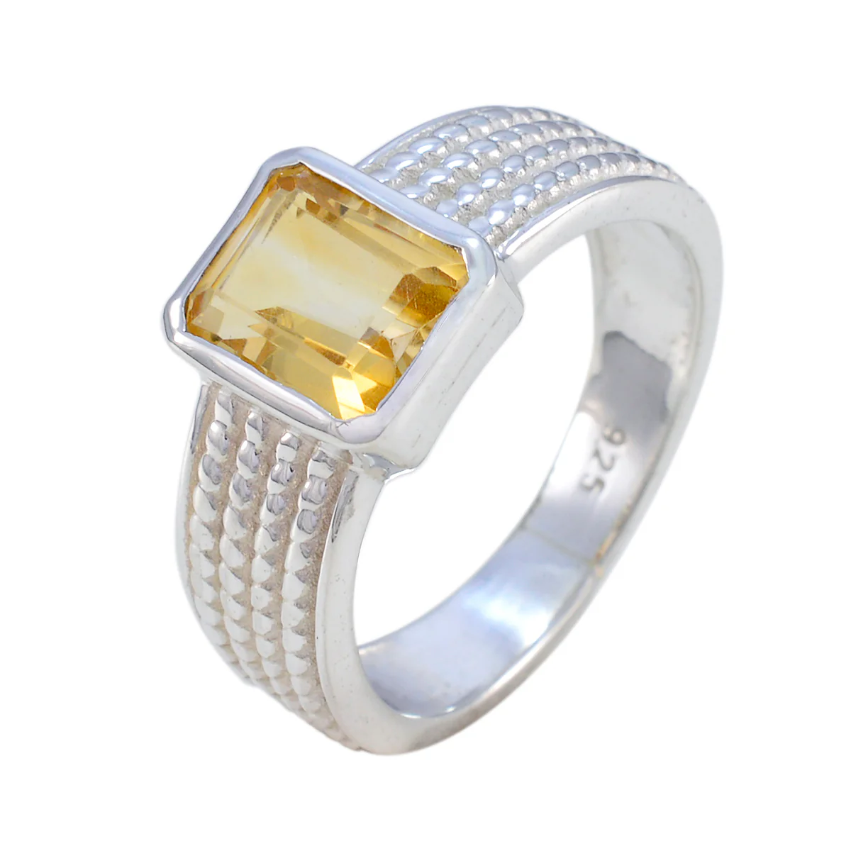 Citrine Solitaire Moroccan Sterling Silver Yellow Gems Mid-weight Graceful Ring Jewelry - Image 2