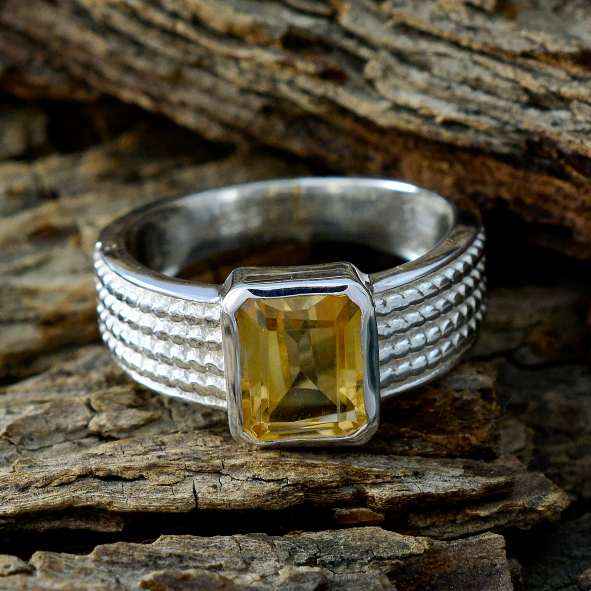 Citrine Solitaire Moroccan Sterling Silver Yellow Gems Mid-weight Graceful Ring Jewelry - Image 3