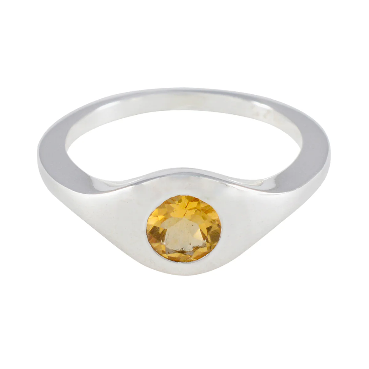 Citrine Solitaire Russian 92.5 Silver Yellow Gems Featherlight Luxurious Ring Jewellery