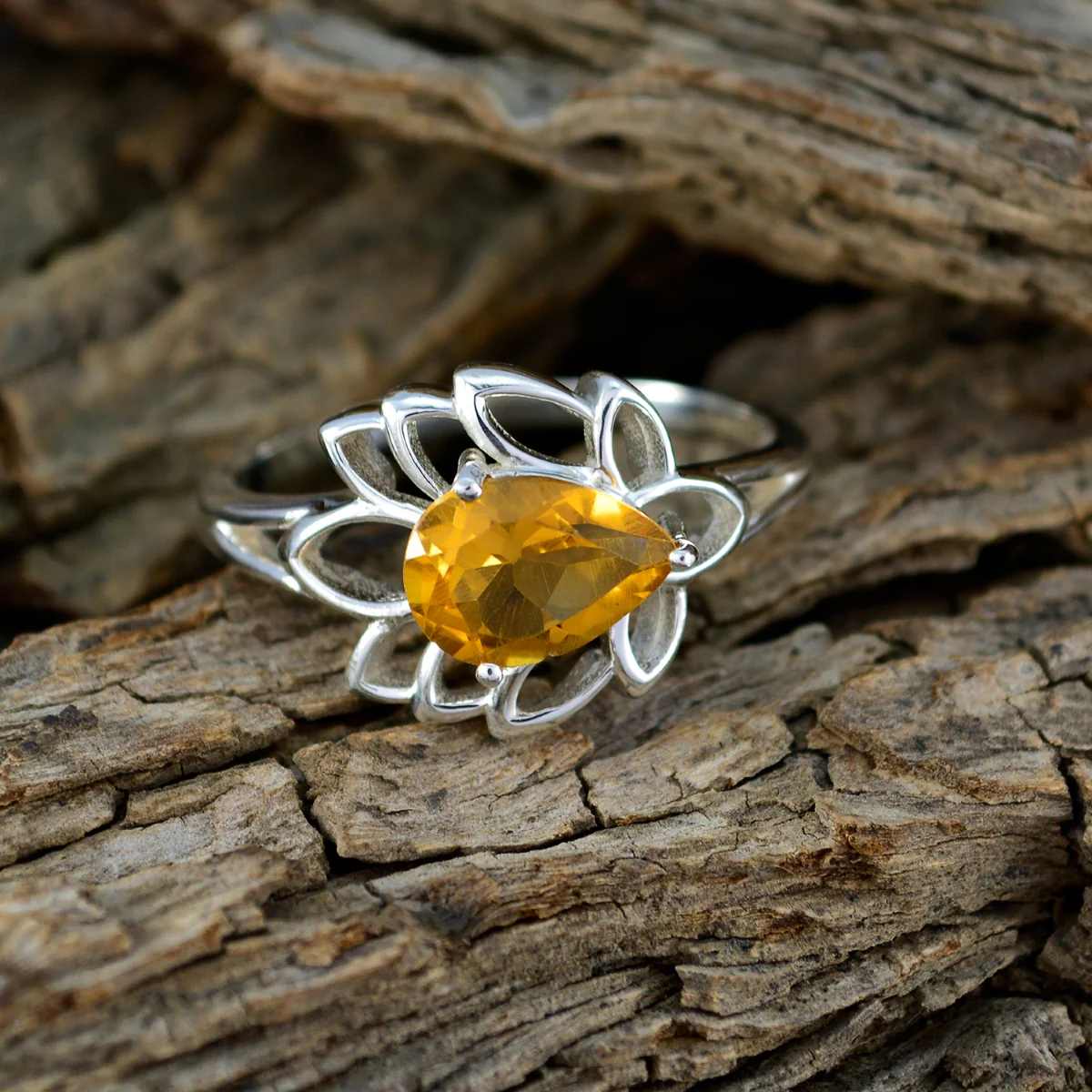 Citrine Solitaire Russian 925 Silver Yellow Gemstones Featherlight Promise Ring Jewelry - Image 4