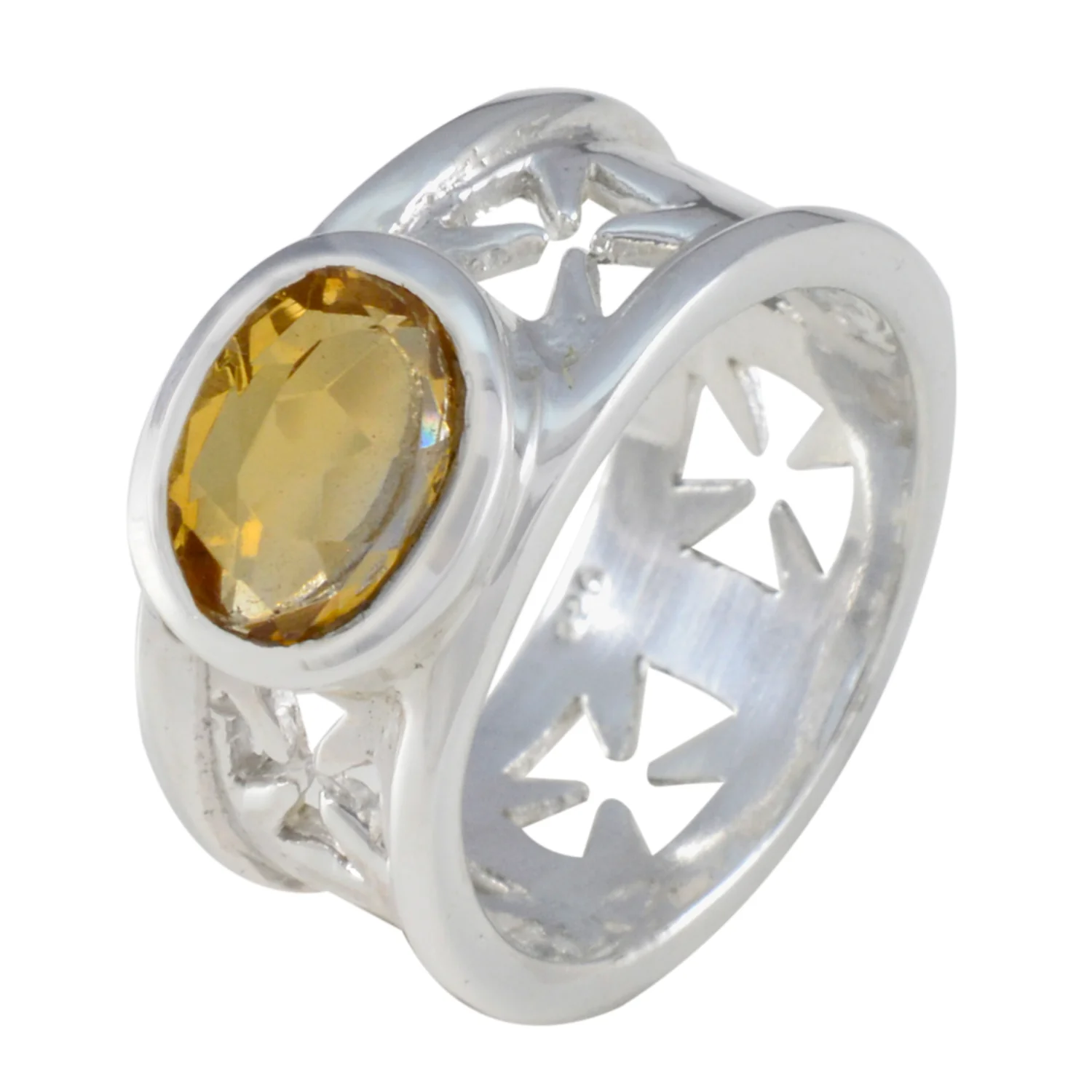 Citrine Solitaire Russian Sterling Silver Yellow Gems Classic Irish Ring Jewellery - Image 2