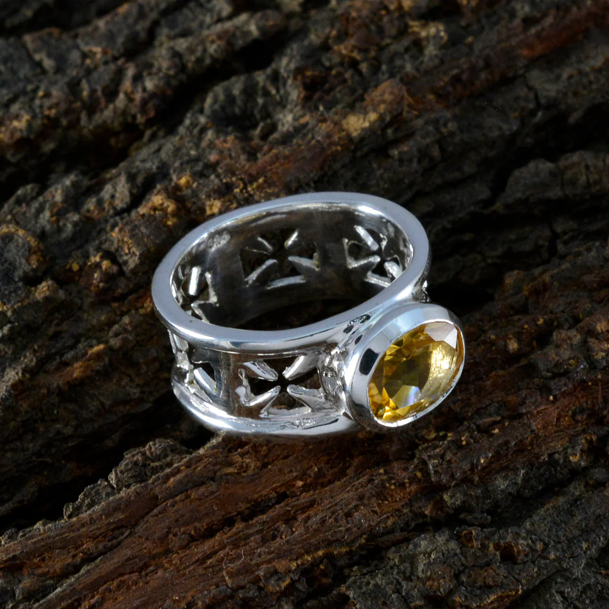 Citrine Solitaire Russian Sterling Silver Yellow Gems Classic Irish Ring Jewellery - Image 3