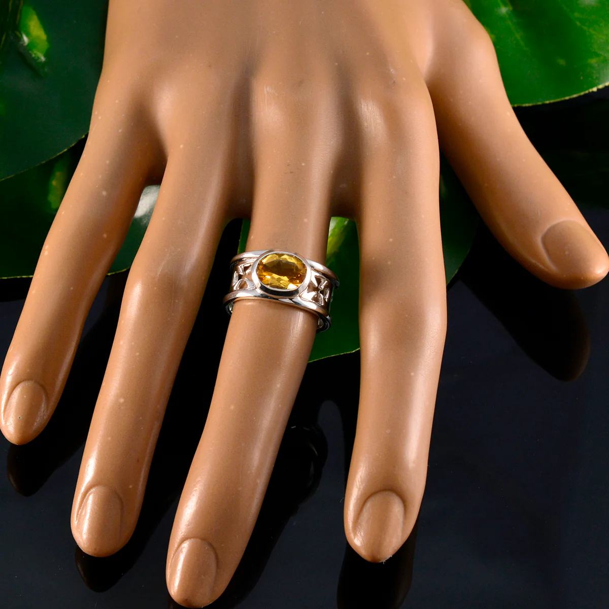 Citrine Solitaire Russian Sterling Silver Yellow Gems Classic Irish Ring Jewellery - Image 5