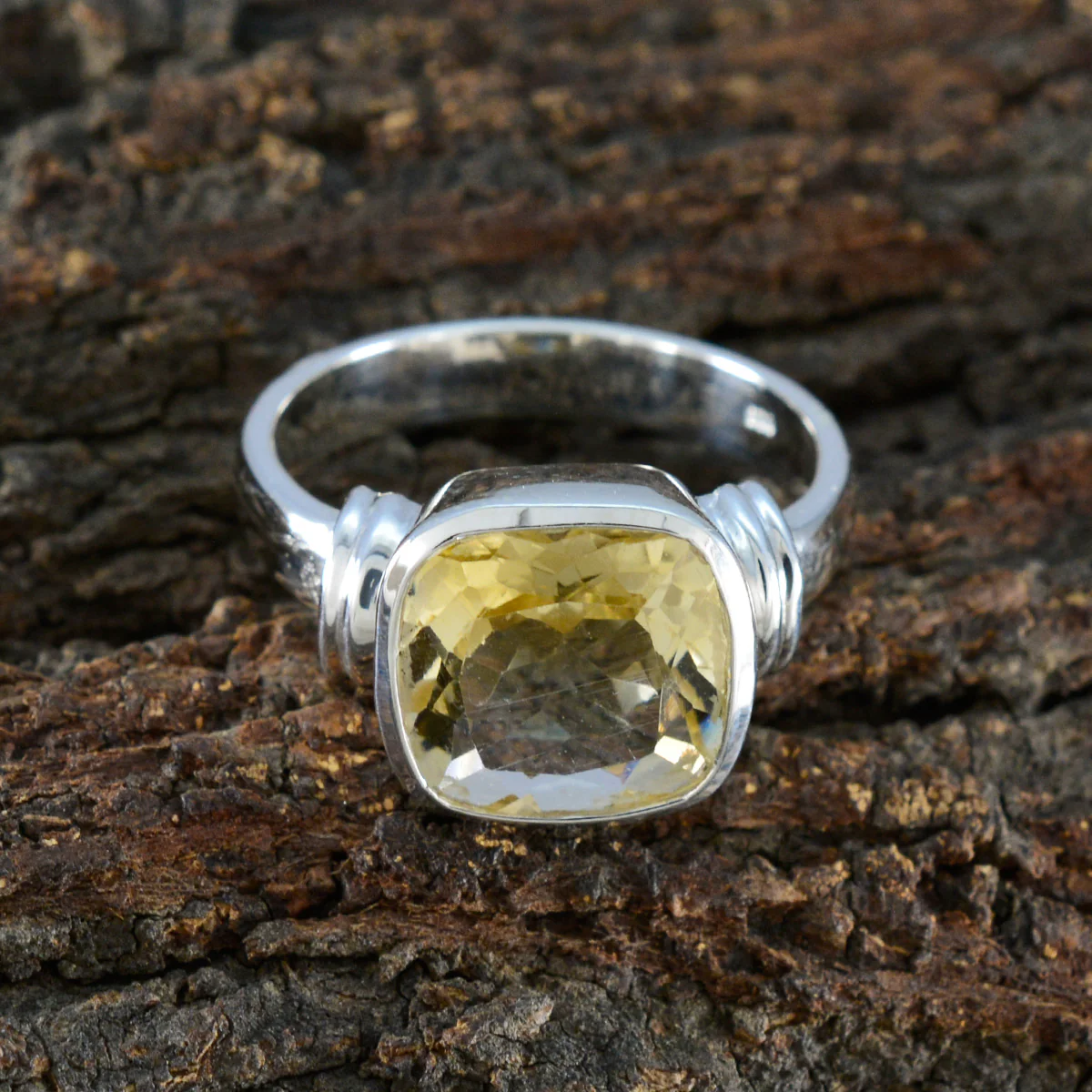 Citrine Solitaire Russian Sterling Silver Yellow Gemstone Eye-catching Contemporary Ring Jewellery - Image 3