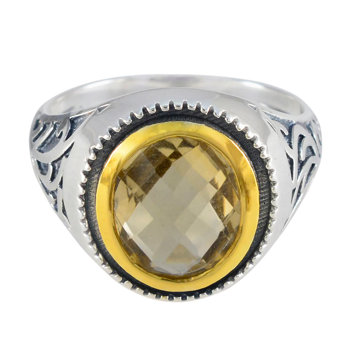 Citrine Solitaire Spanish 92.5 Silver Yellow Gems Eye-catching Filigree Ring Jewellery
