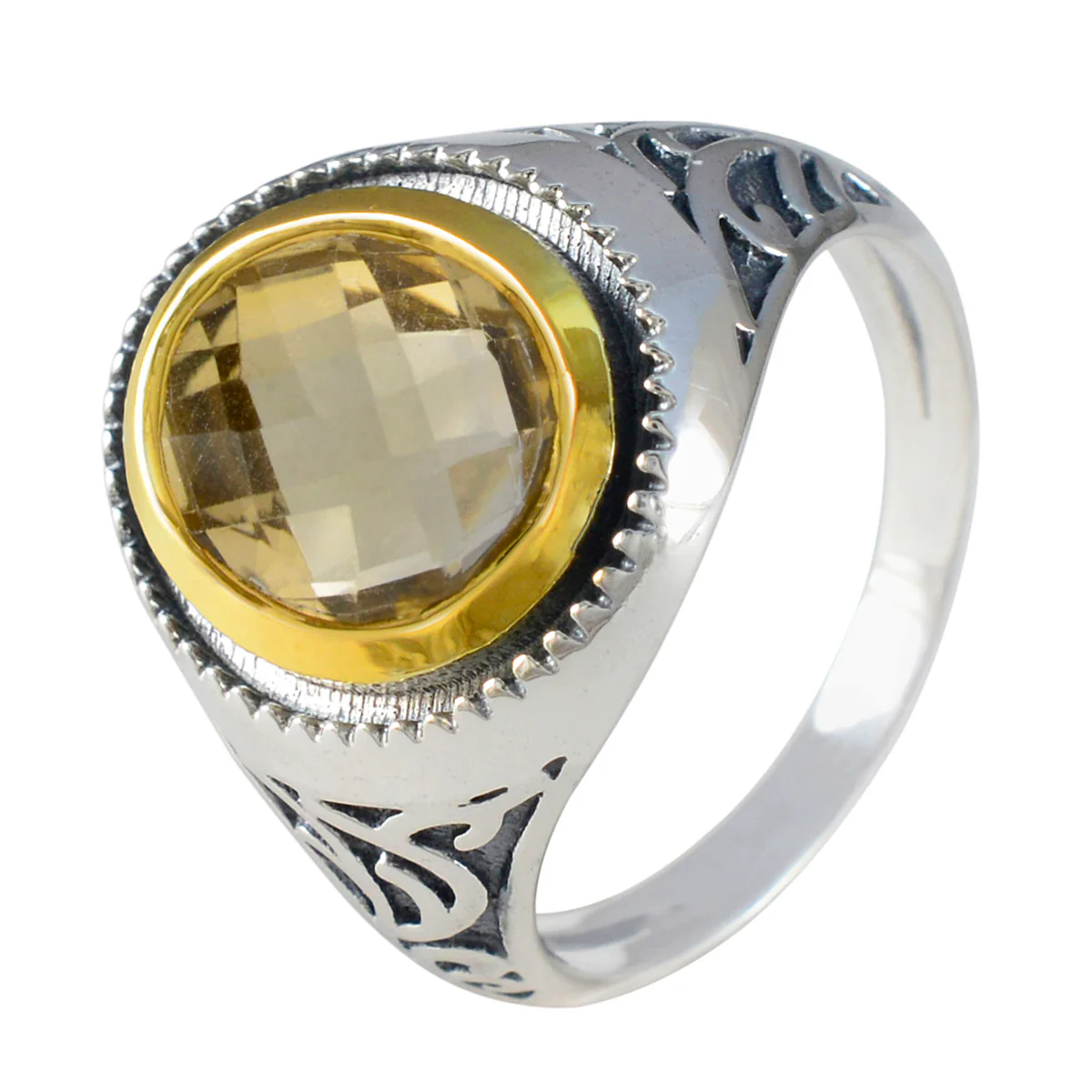 Citrine Solitaire Spanish 92.5 Silver Yellow Gems Eye-catching Filigree Ring Jewellery - Image 2