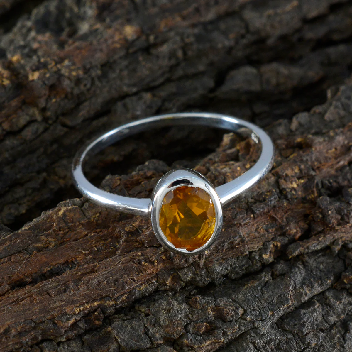 Citrine Solitaire Turkish Silver Yellow Gems Delicate Romantic Ring Jewelry - Image 3