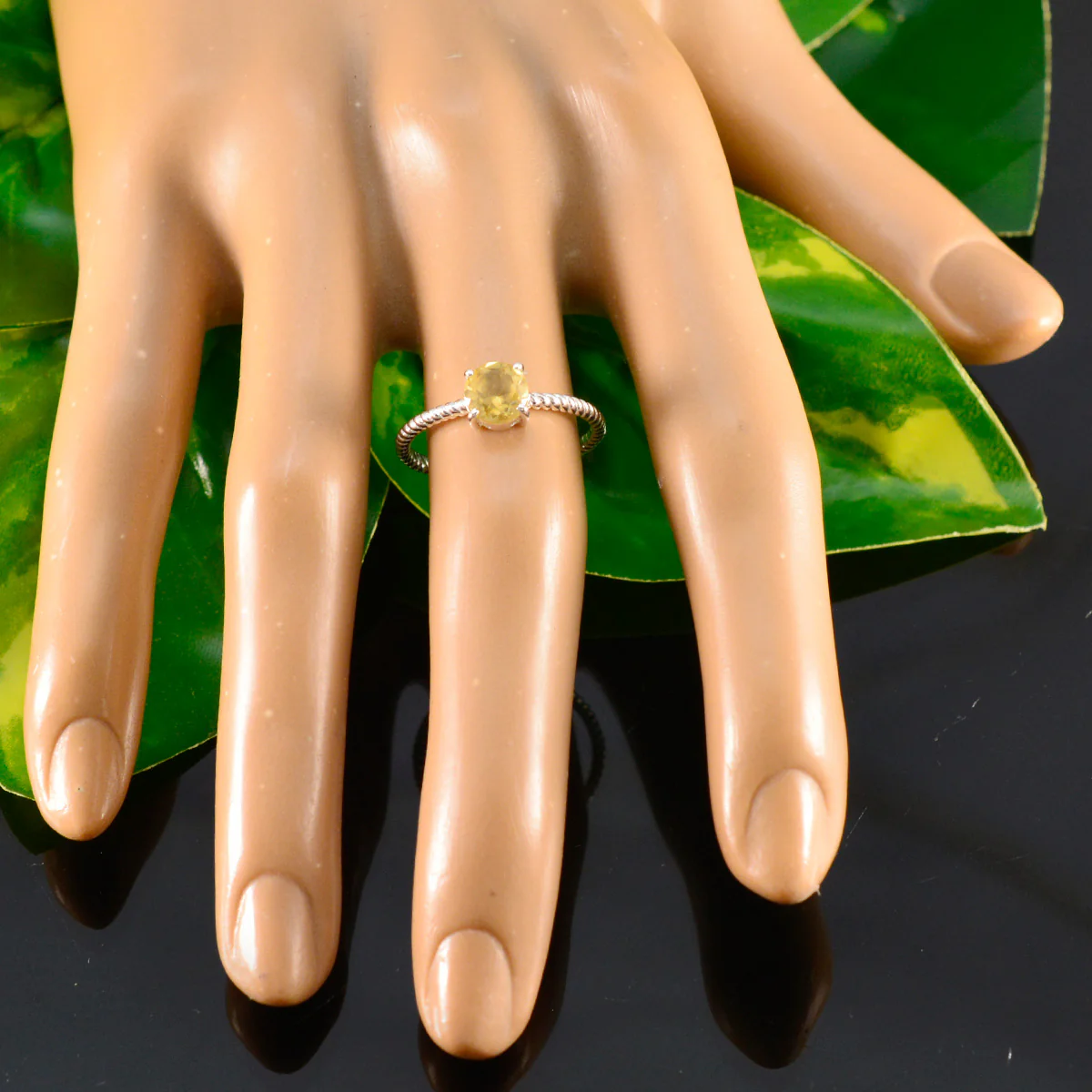 Citrine Solitaire Turkish Silver Yellow Gemstones Delicate Twist Ring Jewellery - Image 5