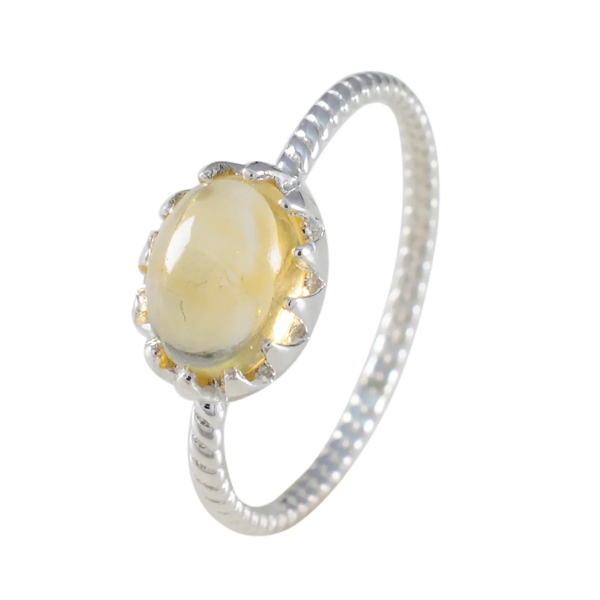 Citrine Solitaire Turkish Silver Yellow Gemstones Elegant  Twist Ring Jewellery - Image 2
