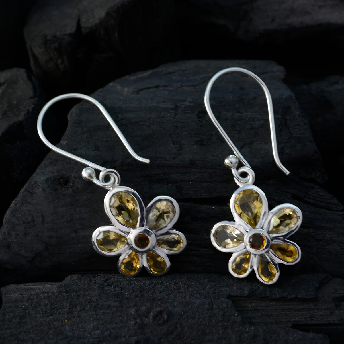 Citrine Spanish Ji-eun multiple Dangle Yellow 925 Silver Earring - Image 2