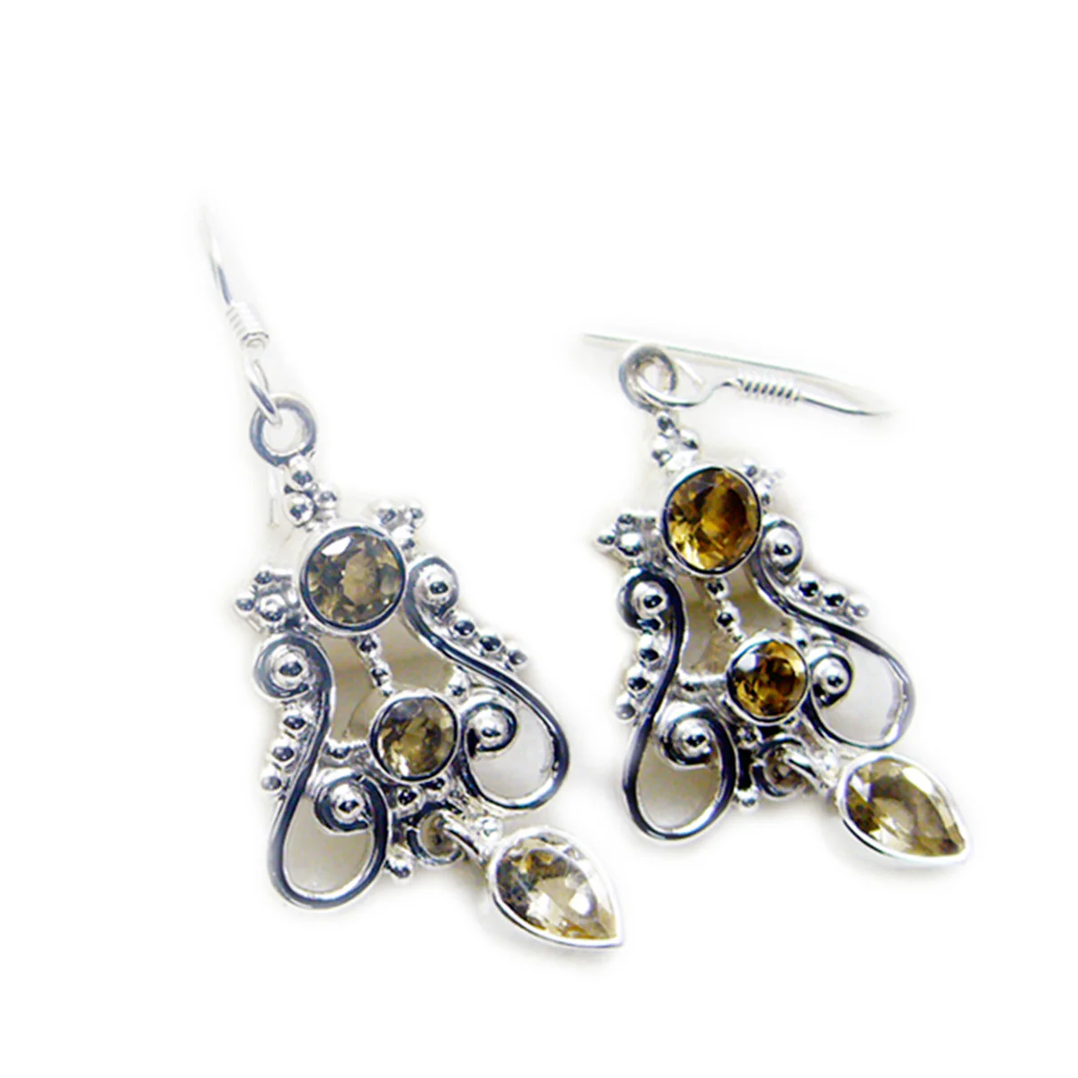Citrine Spanish Savannah multiple Dangle Yellow Sterling Silver Earring - Image 3