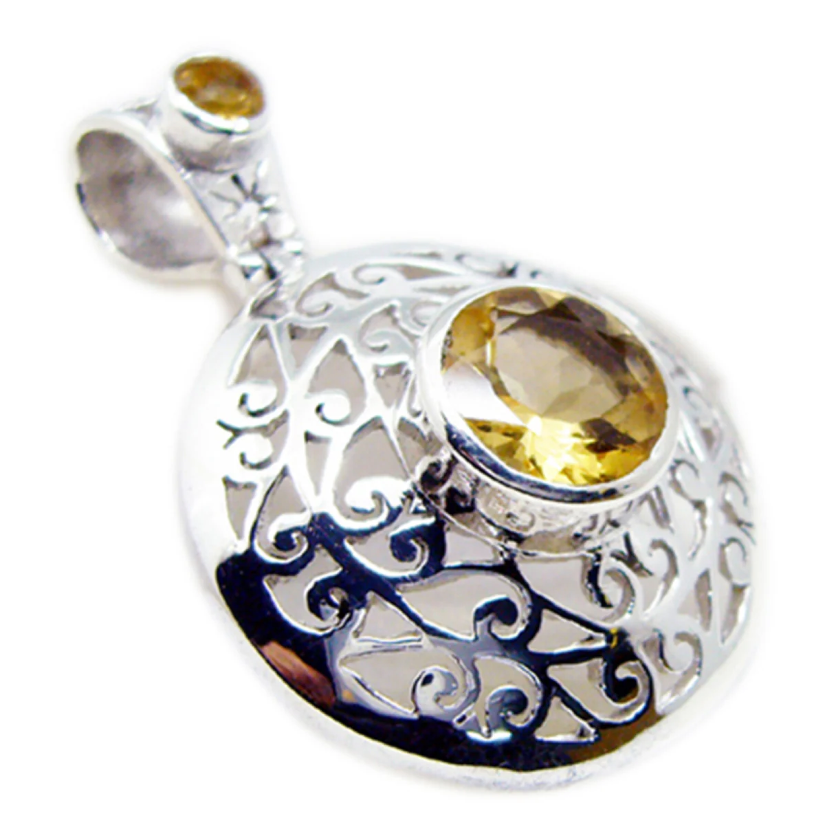 Citrine Statement Italian 925 Silver Toi et Moi Bianca Victorian Yellow Pendant Jewelry - Image 2