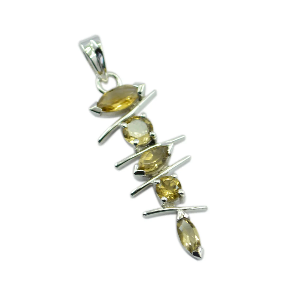 Citrine Tiny Russian 92.5 Silver Penta Bianca Armor Yellow Pendant Jewellery - Image 2
