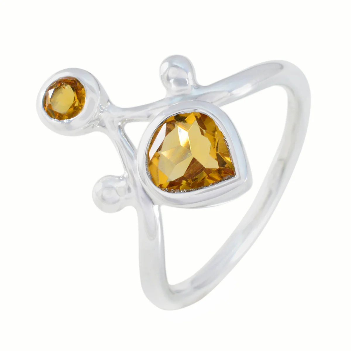Citrine Toi et Moi African 925 Sterling Silver Yellow Gems Tiny Romantic Ring Jewelry - Image 2
