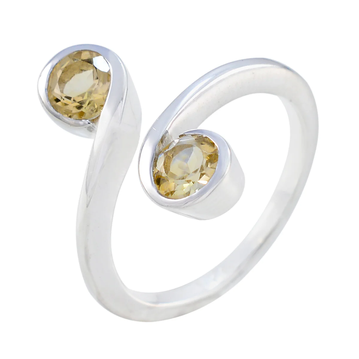 Citrine Toi et Moi Russian 92.5 Silver Yellow Gemstones Featherlight Glamorous Ring Jewellery - Image 2