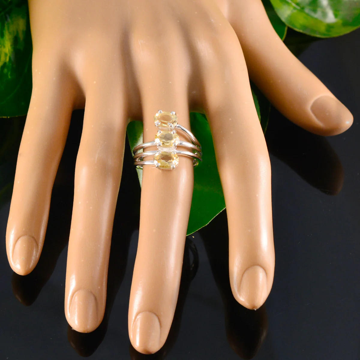 Citrine Trilogy Egyptian 925 Sterling Silver Yellow Gems Tiny Glamorous Ring Jewellery - Image 5