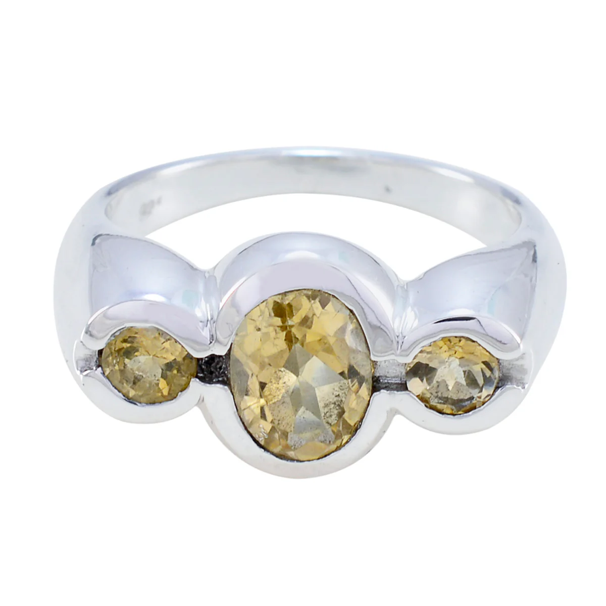 Citrine Trilogy Indian 925 Sterling Silver Yellow Gemstones Minimal Feminine Ring Jewellery - Image 2