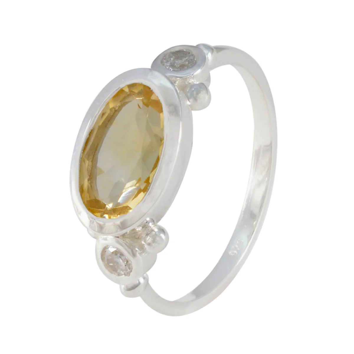 Citrine Trilogy Korean 925 Silver Yellow Gems Whisper-thin Artisan Ring Jewellery - Image 2