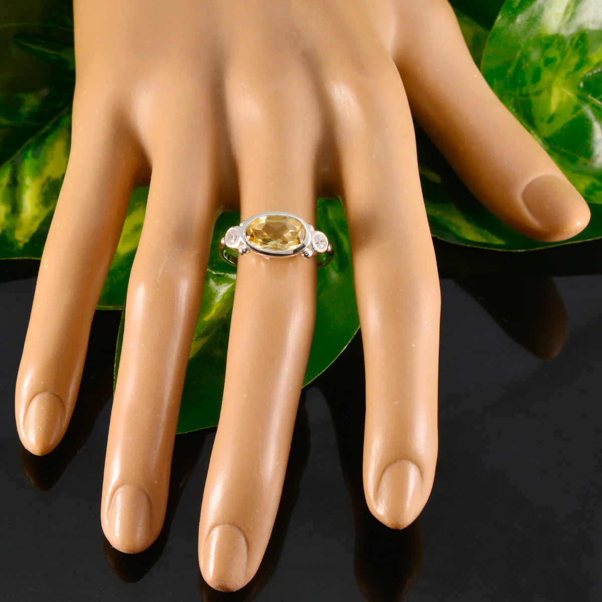 Citrine Trilogy Korean 925 Silver Yellow Gems Whisper-thin Artisan Ring Jewellery - Image 5