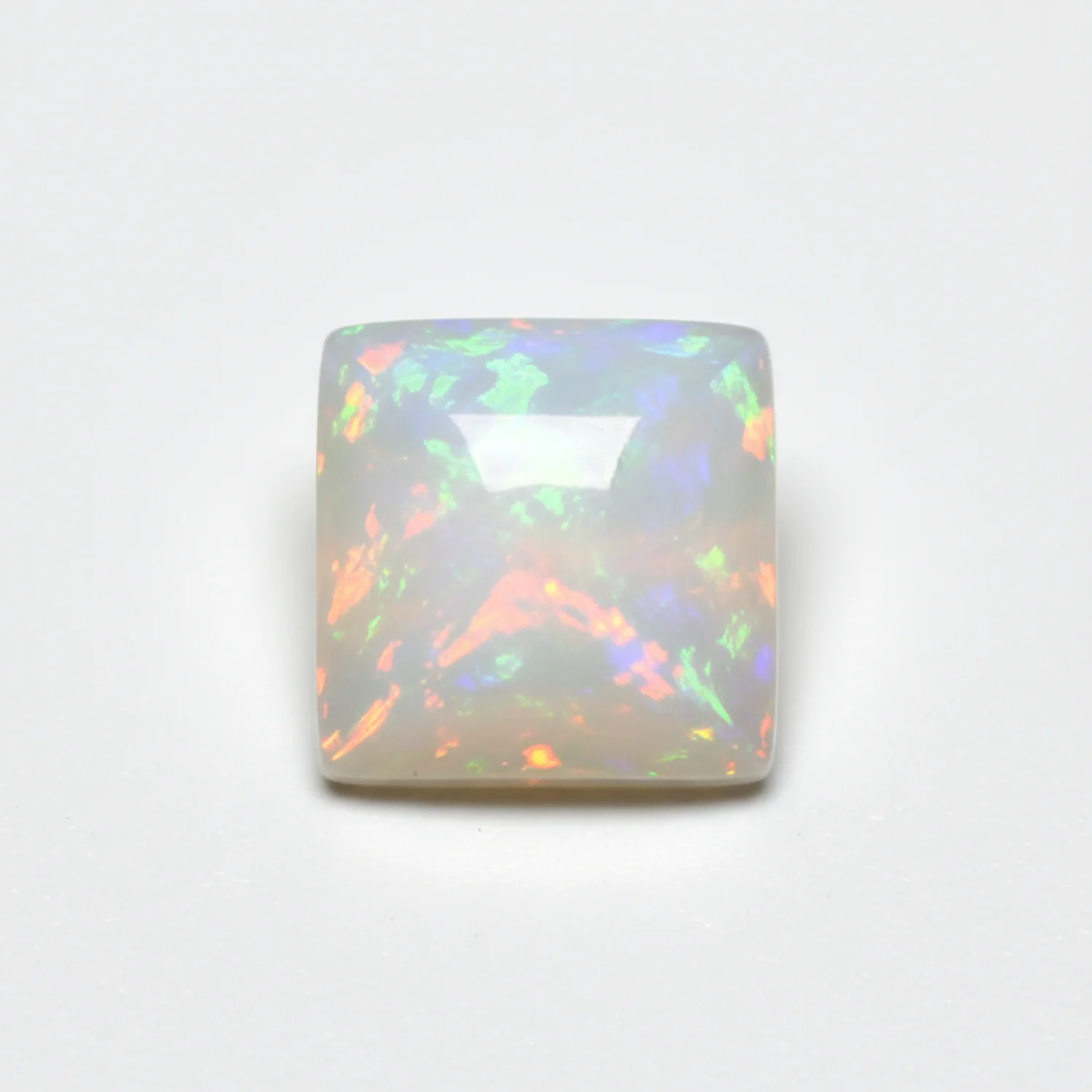 Created Opal 1PC Large 10x10 MM Square Cabochon White Superior semi Precious Loose Gemstone