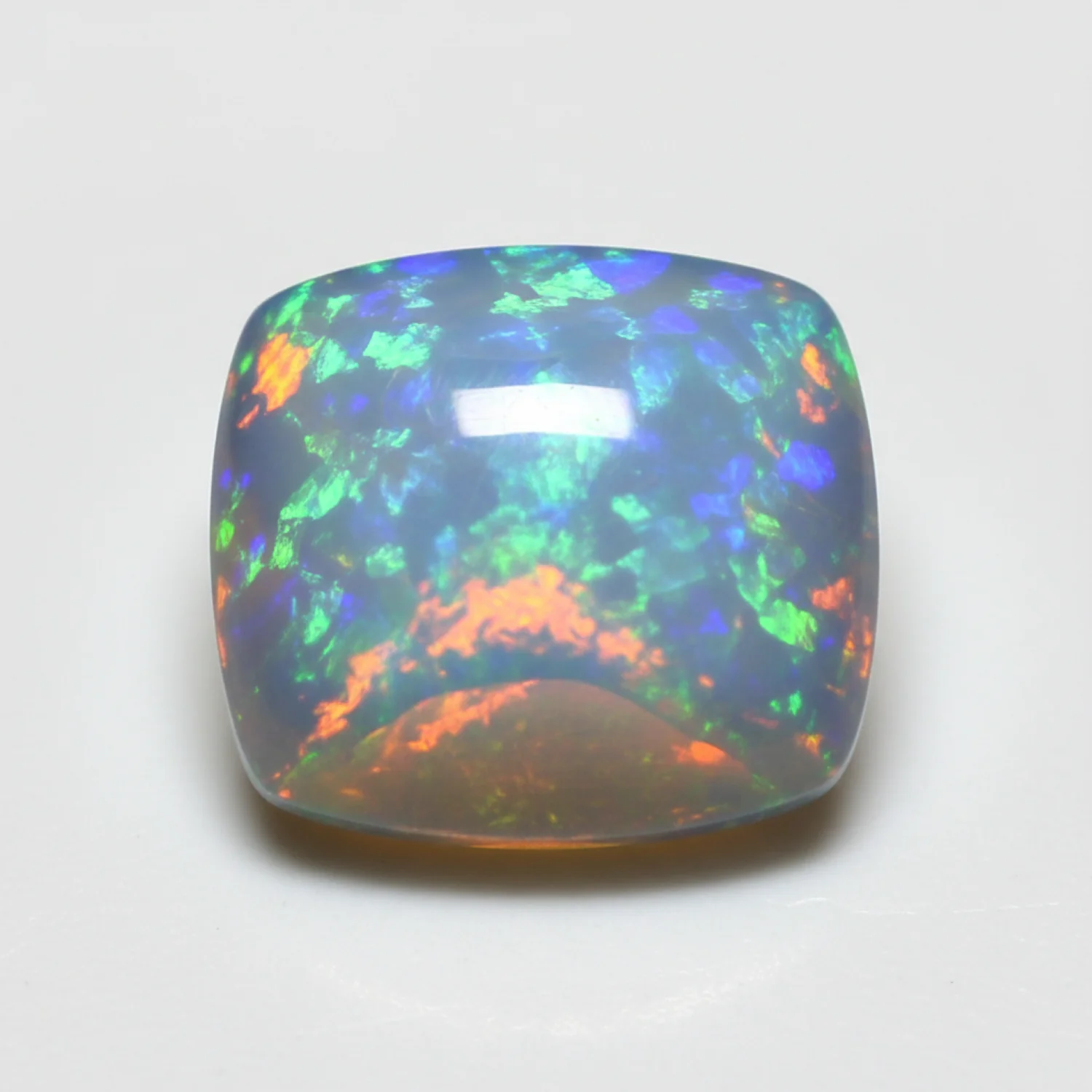 Created Opal 1PC Large 11x11 MM Cushion Cabochon White Fine semi Precious Semi Precious Gemstone