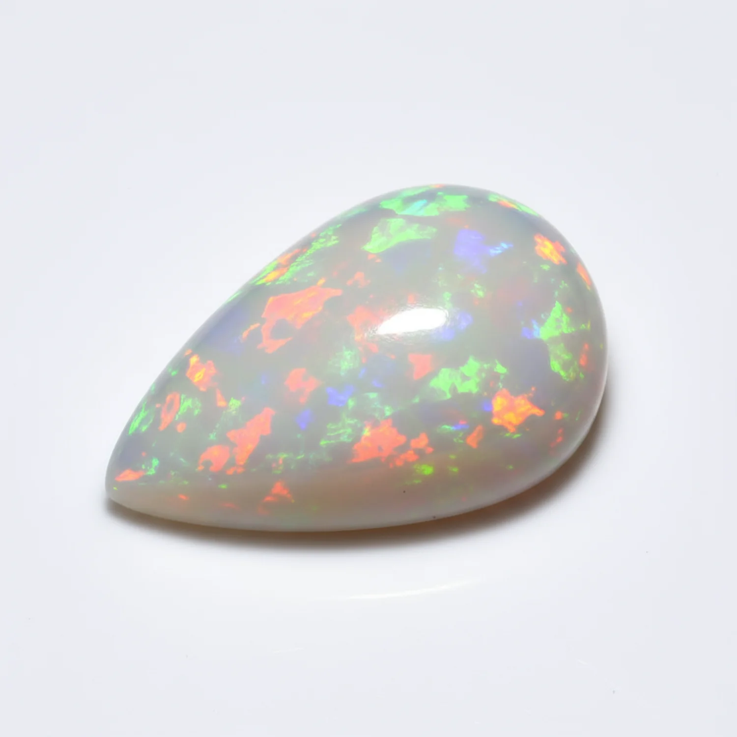 Created Opal 1PC Large 9x11 MM Pear Cabochon White Shine semi Precious Loose Gemstones - Image 2