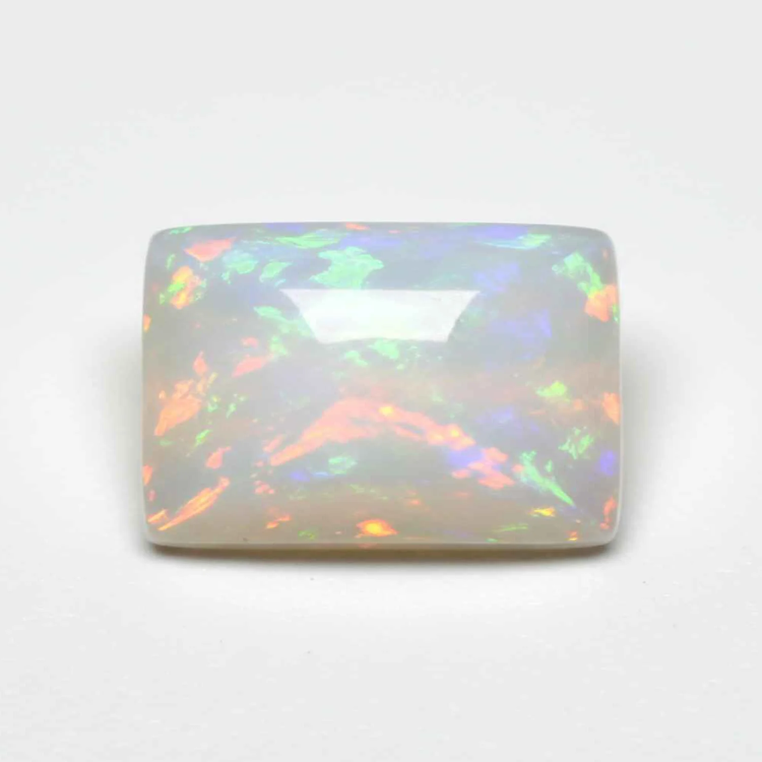 Created Opal 1PC Small 6x8 MM Emerald Cabochon White Lustrous semi Precious Loose Gemstone - Image 2