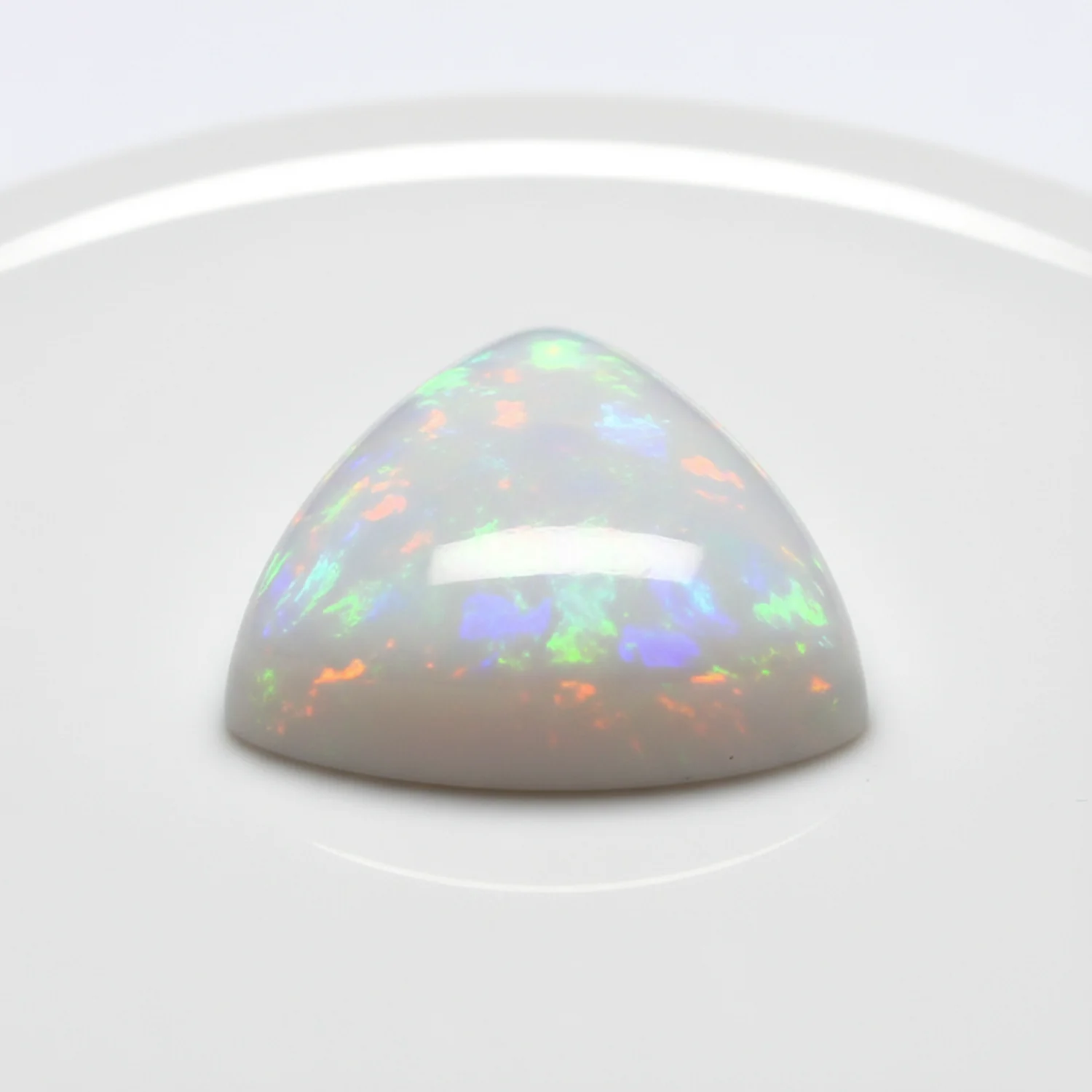 Created Opal 1PC Small 7x7 MM Triangle Cabochon White Splendid semi Precious Loose Gemstone - Image 2