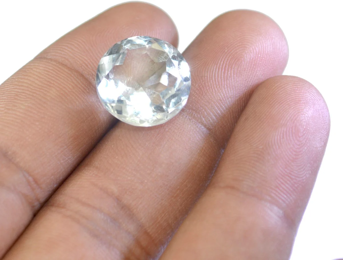 Crystal Quartz 10PC Tiny 5x5 MM Round Faceted White Sparkling Semi Precious Loose Gemstone - Image 2