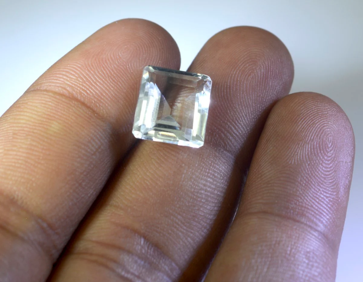 Crystal Quartz 1PC Chunky 13x18 MM Emerald Faceted White Brilliant Semi Precious Loose Gemstones - Image 3