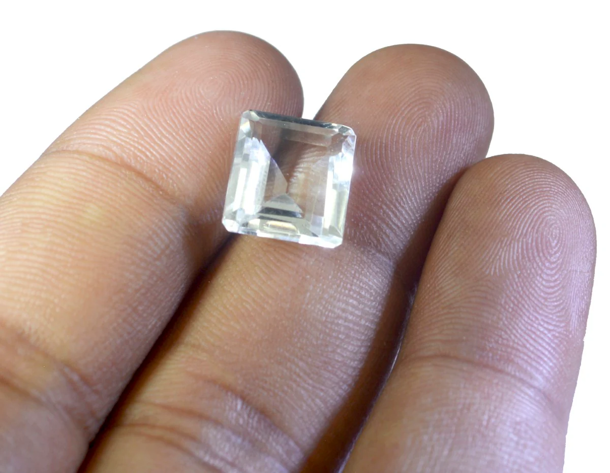 Crystal Quartz 1PC Chunky 15x20 MM Emerald Faceted White Sparkling Semi Precious Gems - Image 2