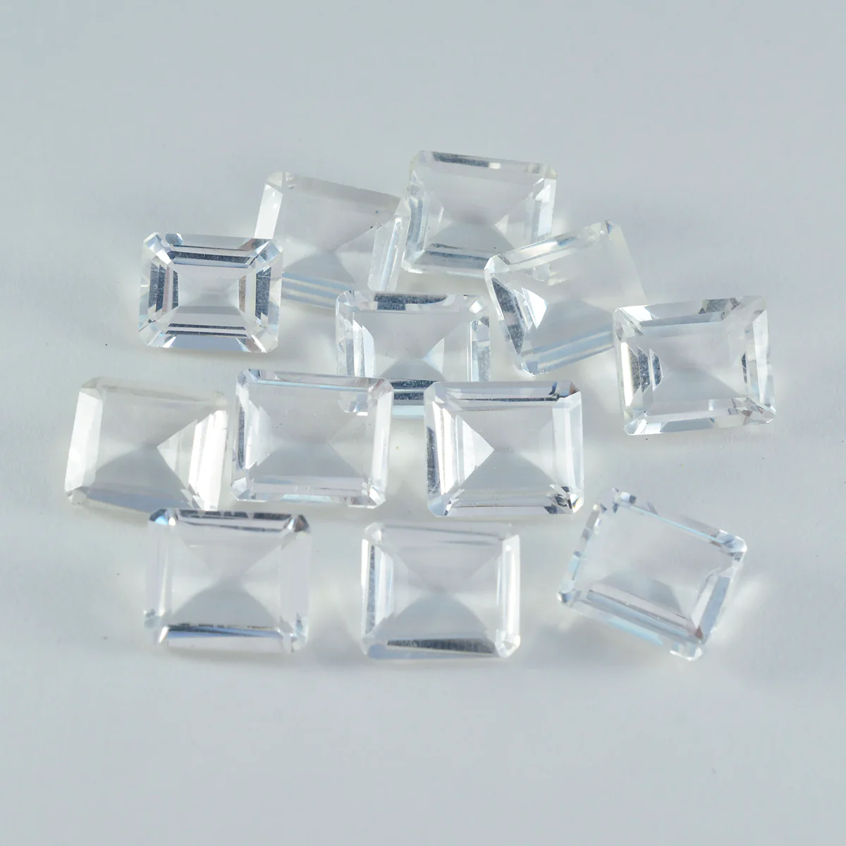 Crystal Quartz 1PC Small 6x8 MM Emerald Faceted White Luster Semi Precious Loose Gems