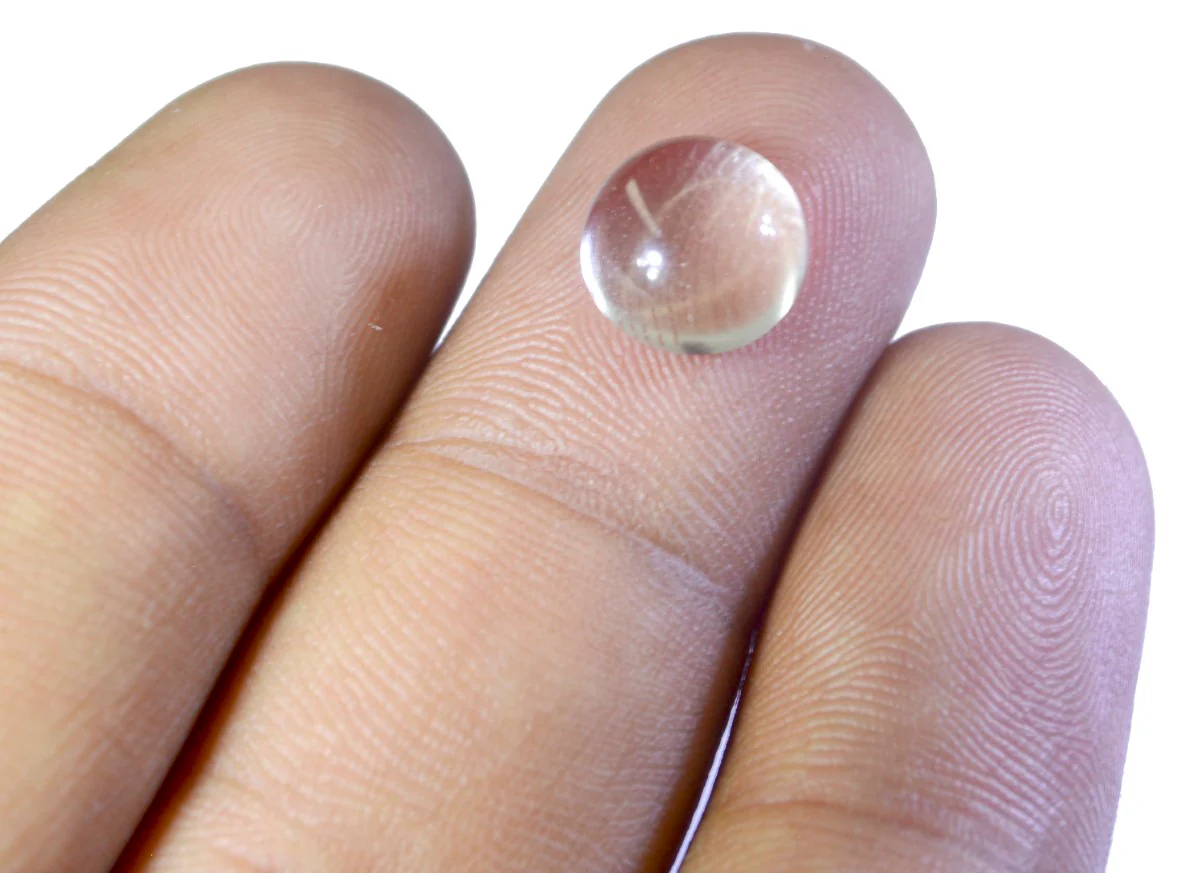 Crystal Quartz 1PC Small 8x8 MM Round Cabochon White Lustrous semi Precious Semi Precious Gemstone - Image 4