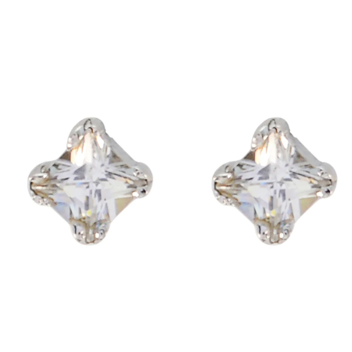 Crystal Quartz Australian Ling Solitaire Stud White 925 Sterling Silver Earring