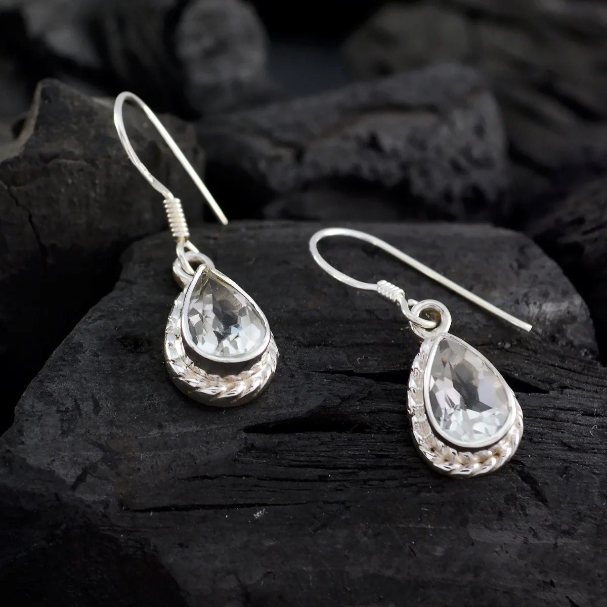 Crystal Quartz Egyptian Haruka multiple Dangle White 925 Silver Earring - Image 4