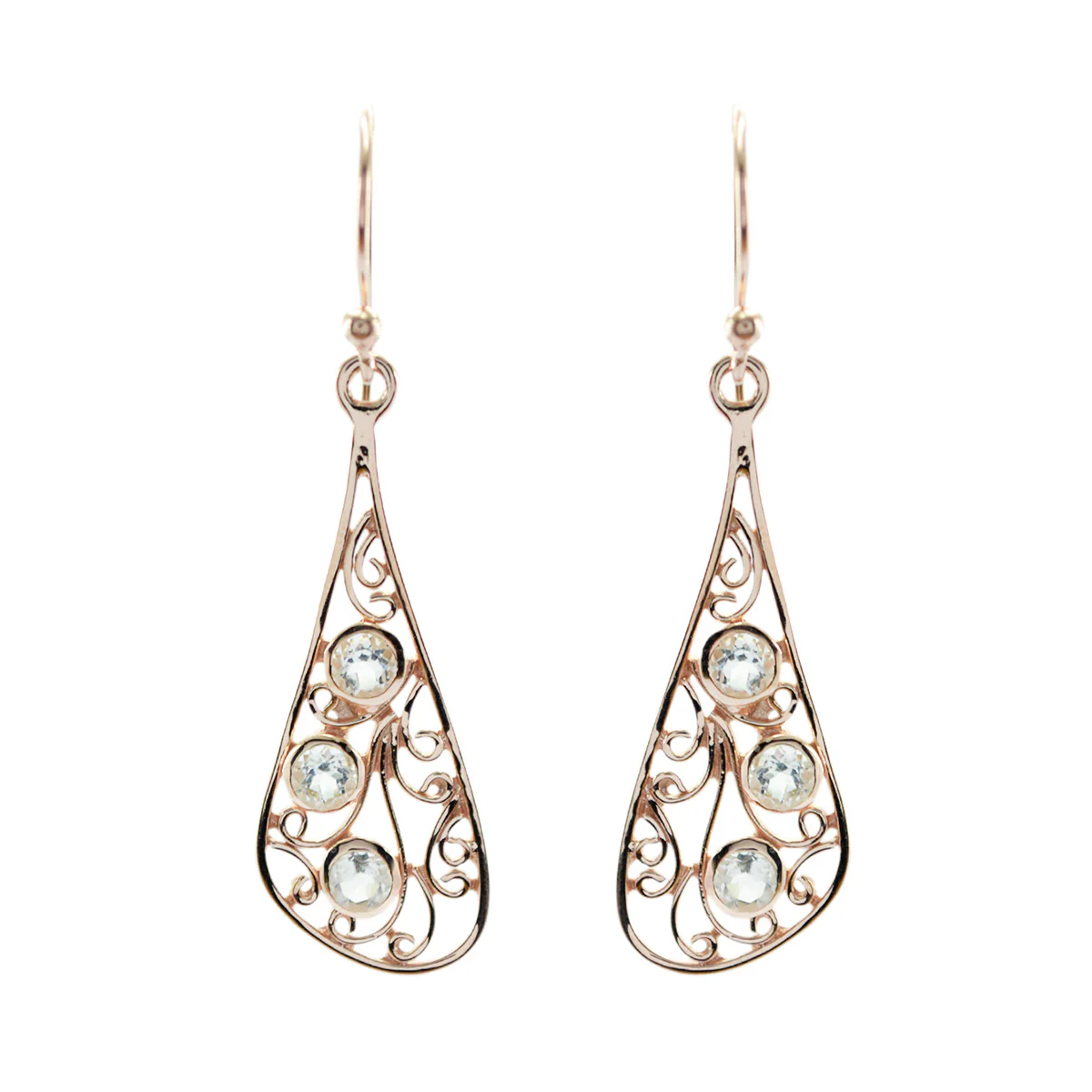 Crystal Quartz French Clara multiple Dangle White 92.5 Silver Earring
