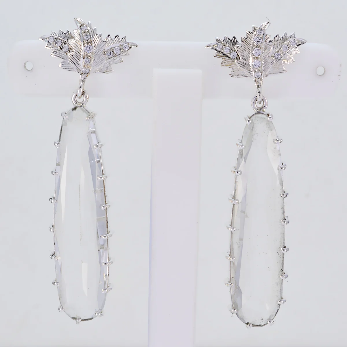 Crystal Quartz Indian Zara multiple Stud White 925 Silver Earring - Image 3
