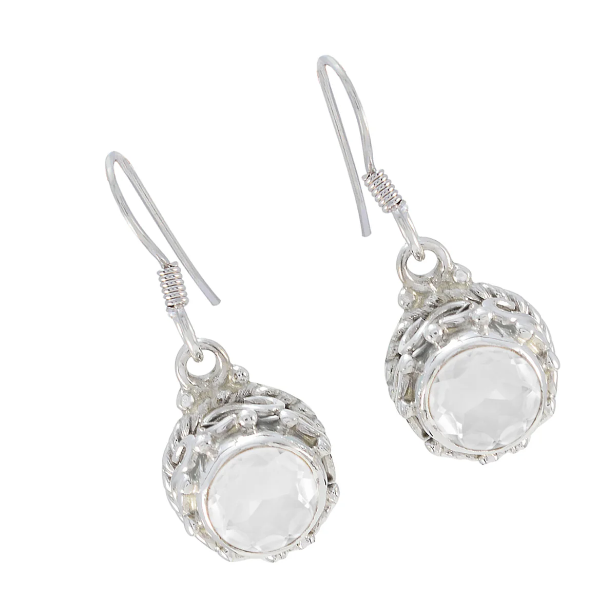 Crystal Quartz Korean Hua multiple Dangle White 925 Silver Earring - Image 2