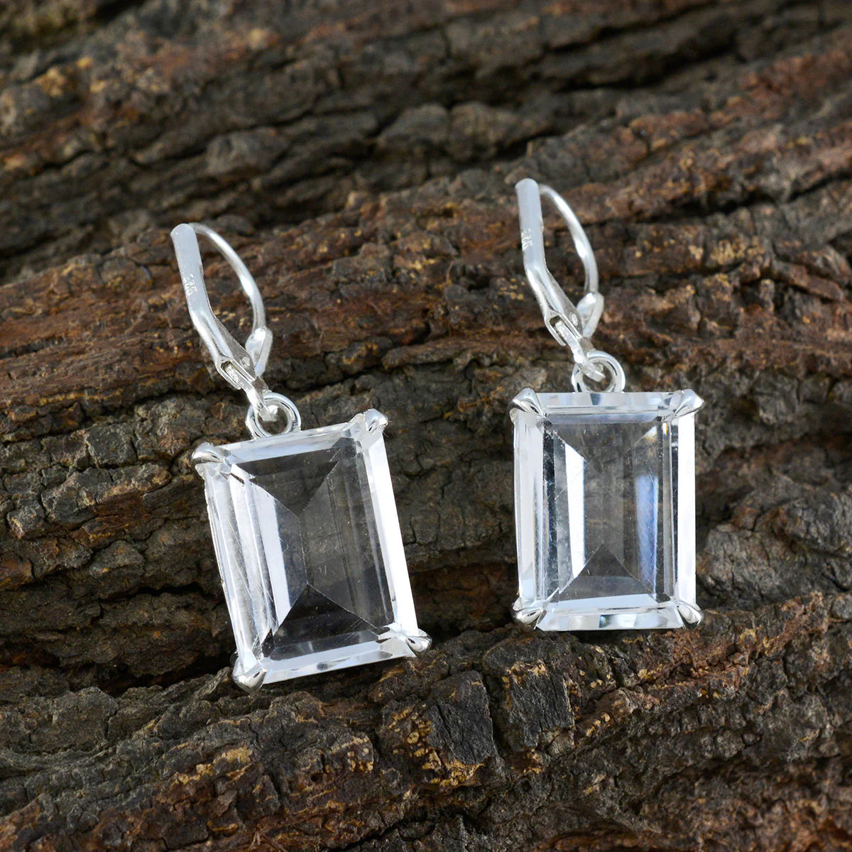 Crystal Quartz Middle Eastern Jiwoo Solitaire Dangle White 925 Silver Earring - Image 3