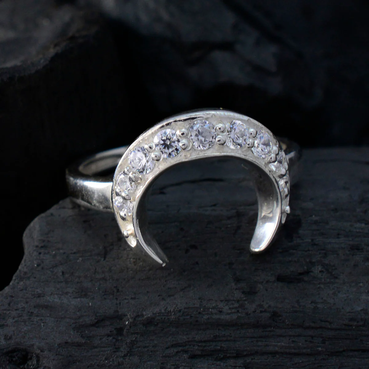 Crystal Quartz multiple Turkish Silver White Gems Whisper-thin Romantic Ring Jewelry - Image 4
