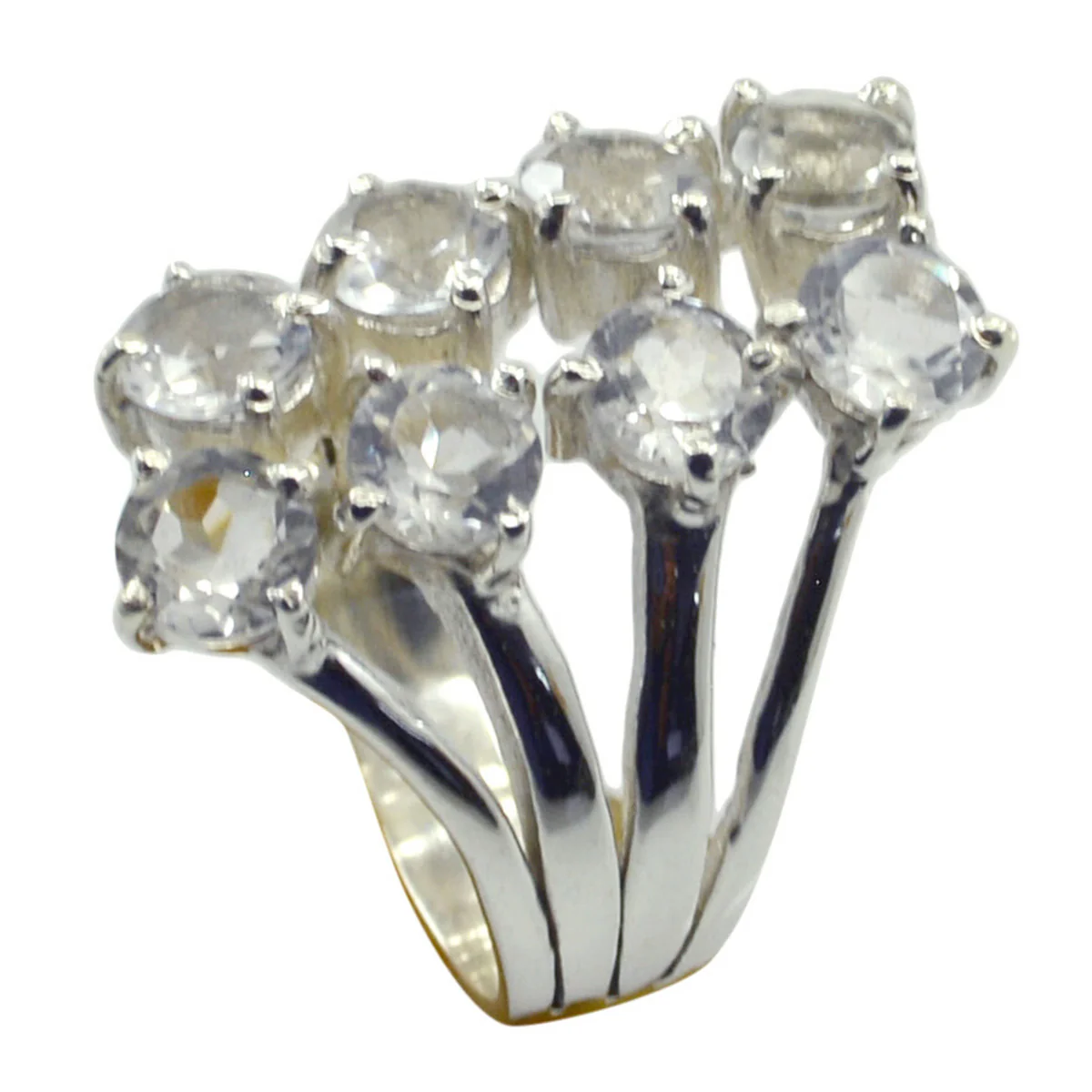 Crystal Quartz octa Moroccan Silver White Gems Eye-catching Trendy Ring Jewellery - Image 2