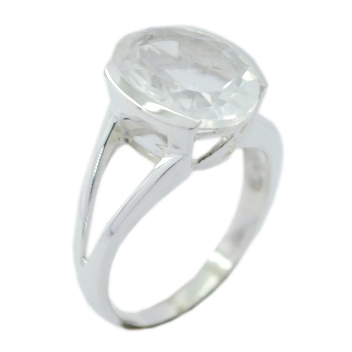 Crystal Quartz Solitaire African 925 Silver White Gemstones Mid-weight Glamorous Ring Jewellery - Image 3