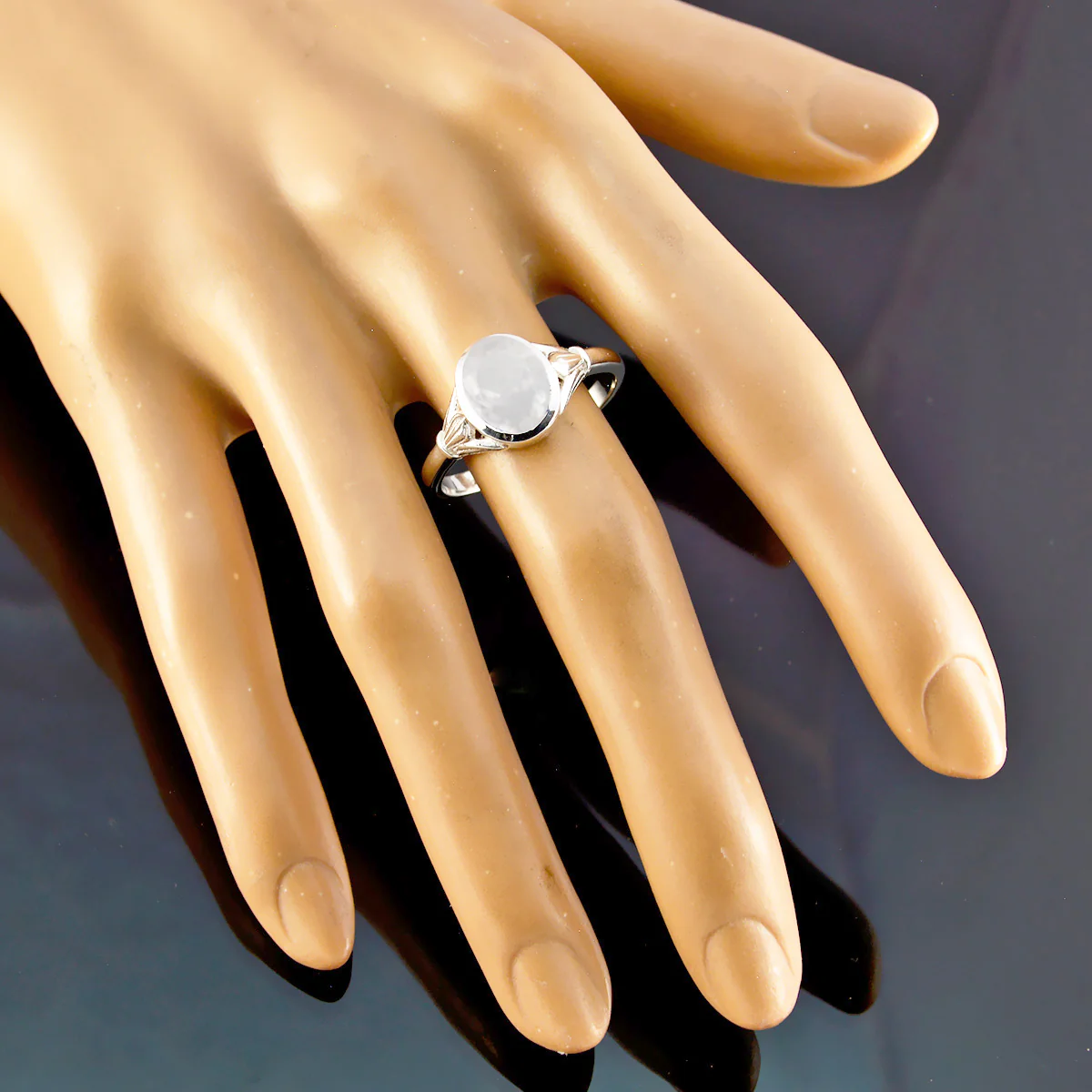 Crystal Quartz Solitaire French Sterling Silver White Gems Tiny Contemporary Ring Jewellery - Image 3