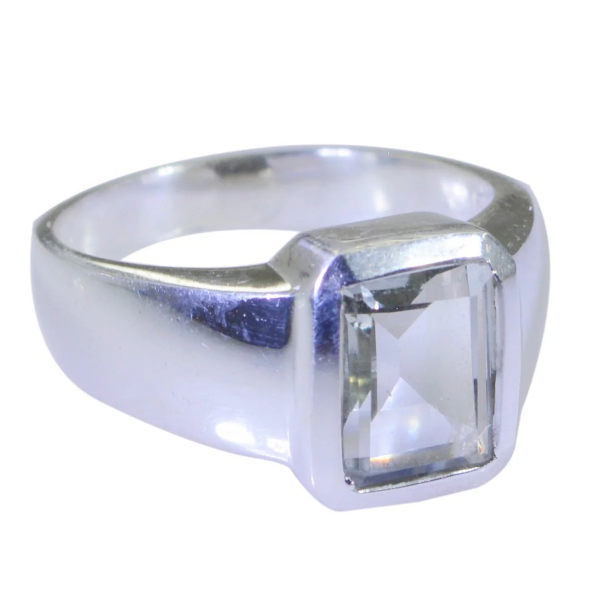 Crystal Quartz Solitaire Moroccan Silver White Gemstone Mid-weight Signet Ring Jewelry - Image 2